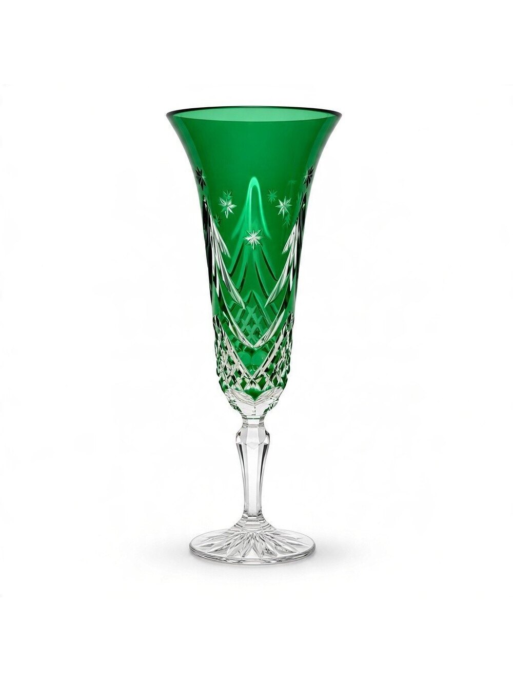 Waterford Crystal Merry Christmas Emerald Green Fluted Champagne 3818699